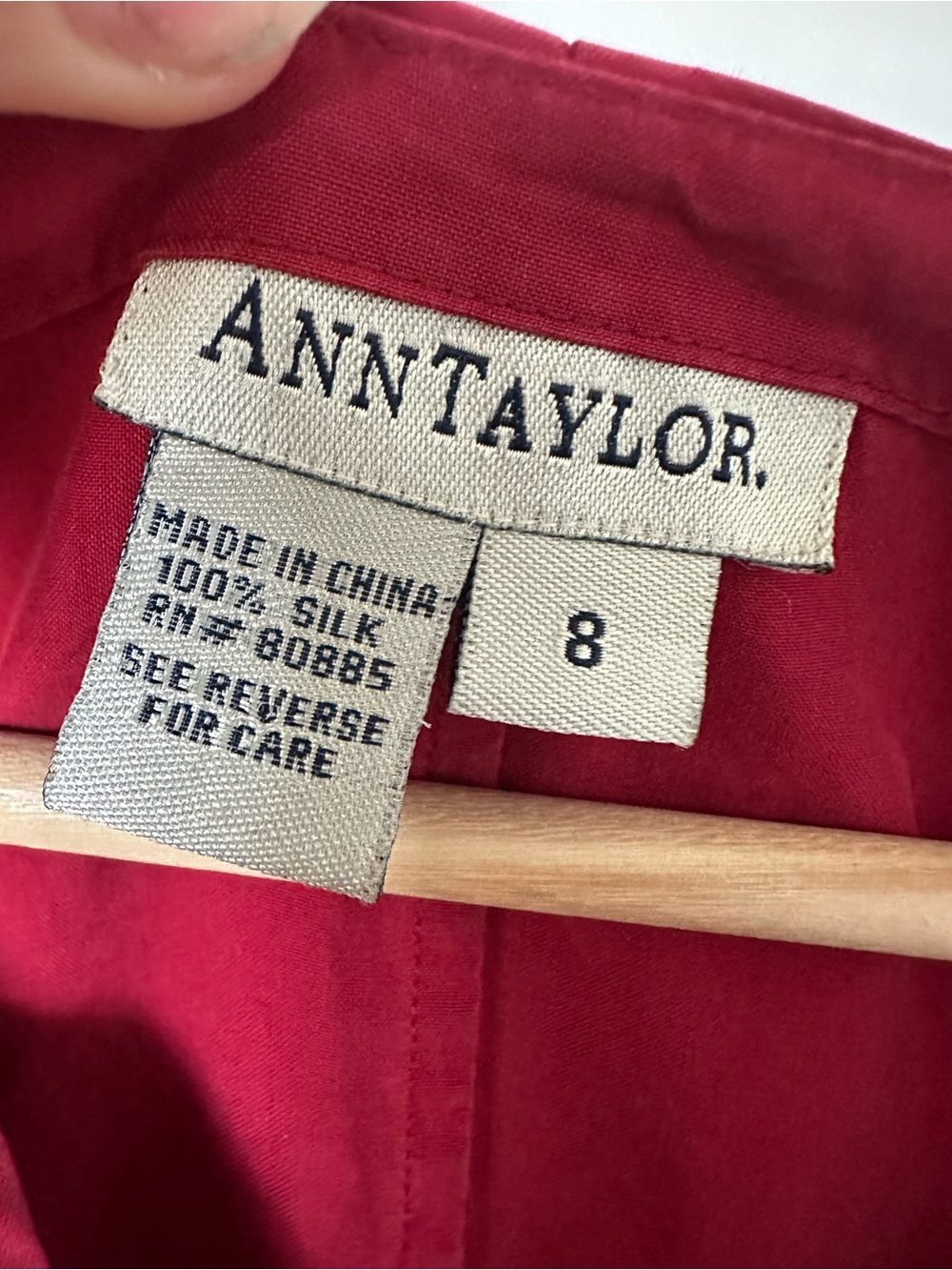 Ann Taylor 100% Silk Red Long-Sleeve Button-Down Blouse - Picture 3 of 10